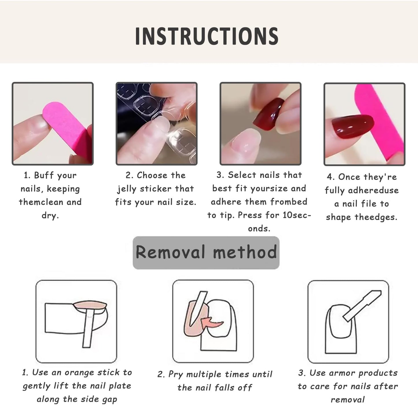 Press on Nails, Medium Almond, Pink French Tip, Colorful Floral Strawberry Design, Glossy Finish, Full Cover Stick on Nail, 24 Pcs