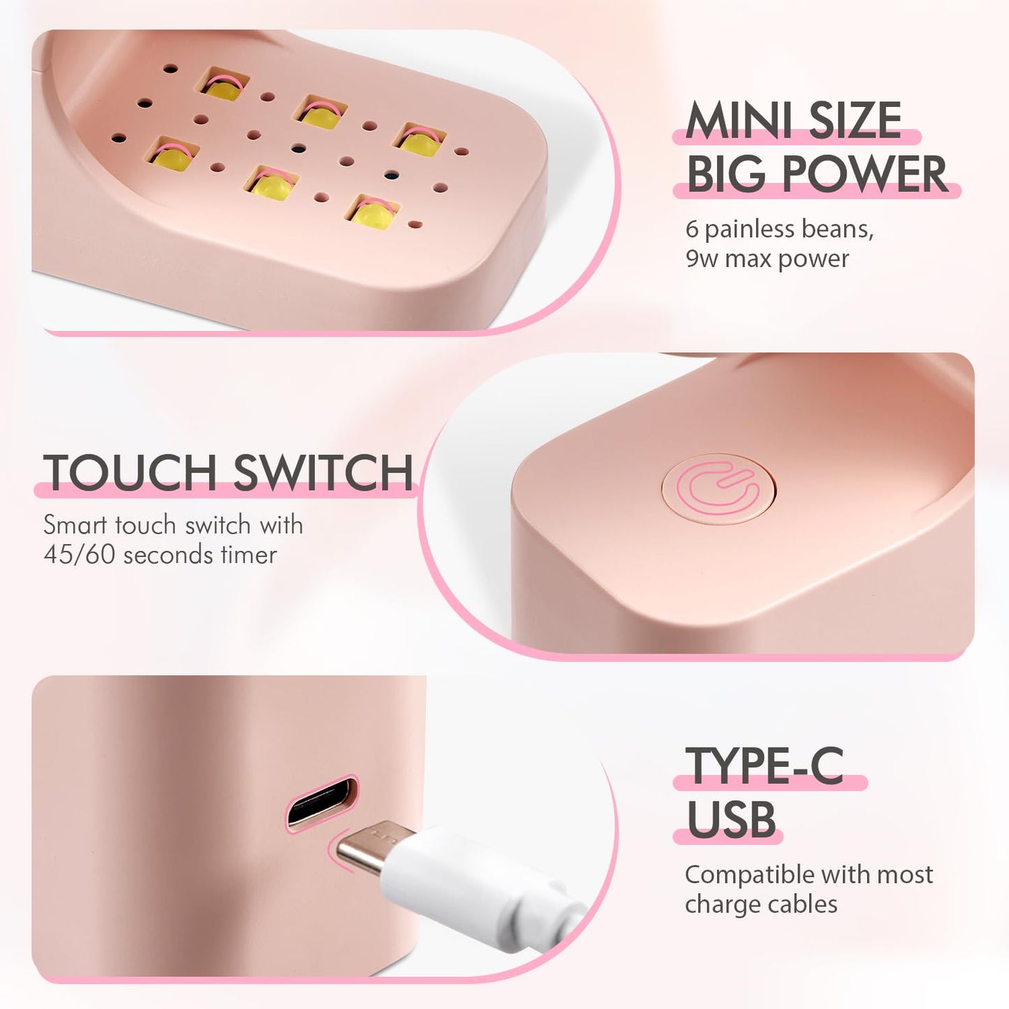 Press-On Nails - Short Almond French Tip Nude Pink Fake Nails, 32 PCS in 16 Sizes, Reusable Nail Kit with Long-Lasting UV Glue, Adhesive Tabs, Nail Glue & Nail Glue