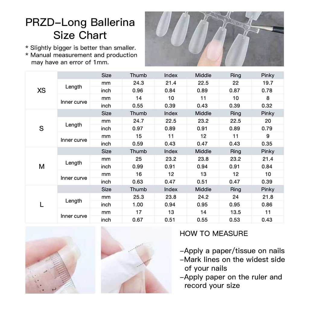 GLORS Long Ballerina Press-on Nails, Pink French Style with Rhinestones, Coffin Shape, Handmade False Nail 10 Pieces (Small,LB)