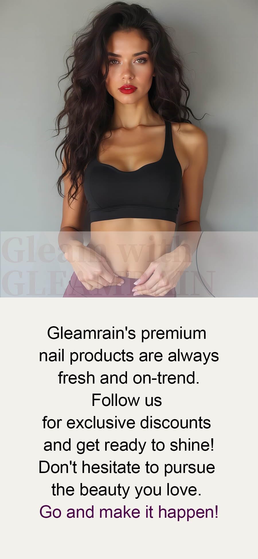 Gleamrain Handmade Short Press on Nails Square Press-on Nails Nude Base with Flower and Rhinestones Design French Tip Nails Press Ons 10pcs M Size Pattern 1102