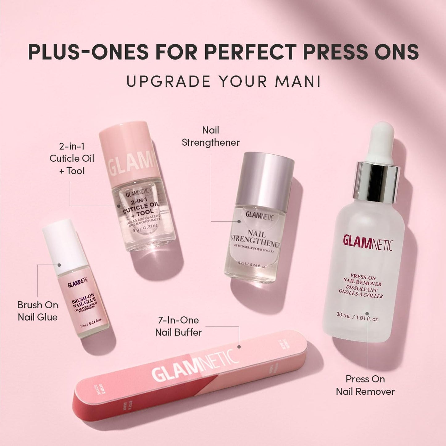 Glamnetic Quick Press Mani - No Glue Press On Nails, Just Peel and Stick, Oval Extra Short Nails, Mess Free, Salon Quality Stick On Nails, Nude Glazed | in 15 Sizes - 30 Nail Kit