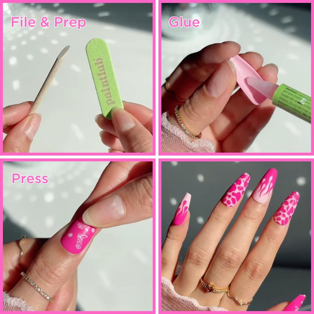 PaintLab Press On Nails - Red Polka Dot Almond Fake Nails, 30 Nails in 15 Sizes with Glue, Reusable Salon Quality Polka Dot Press On Nails