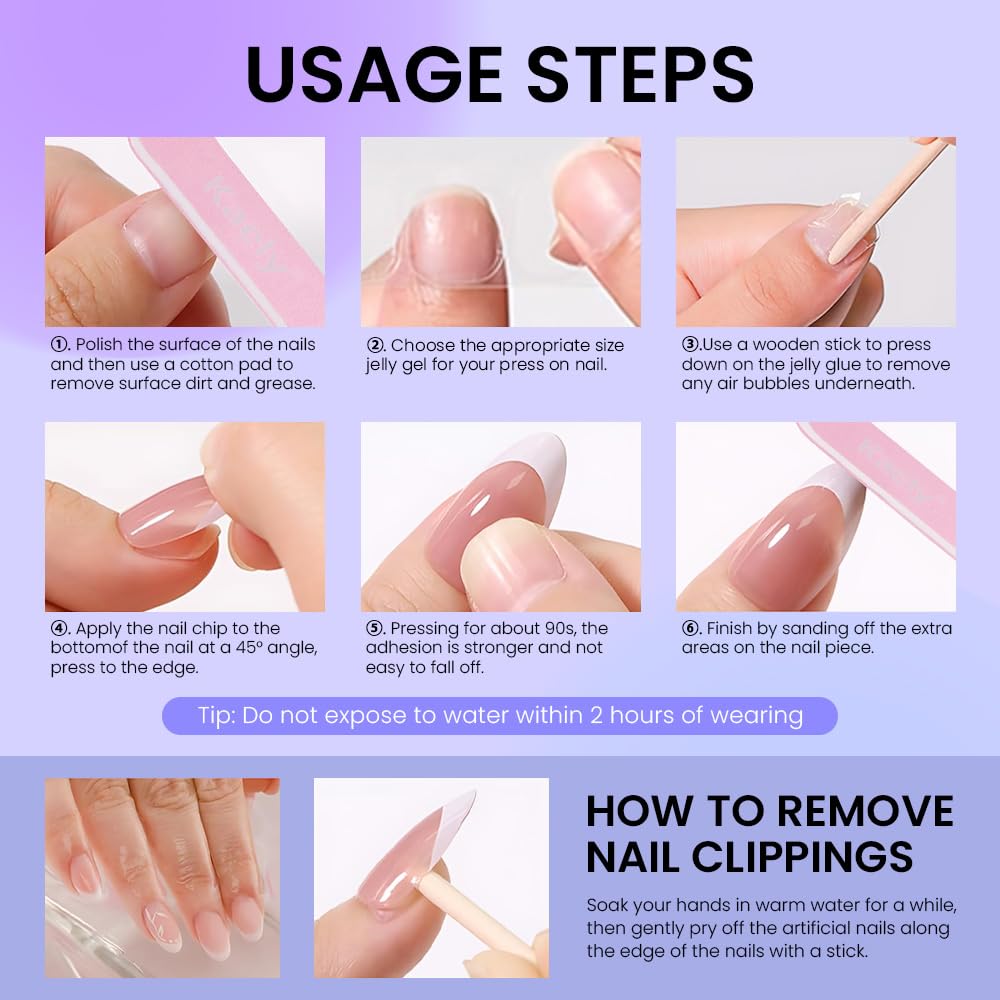 evpct Clay Nude Glossy Squoval Short Press on Nails for Women, Clay Nude Extra Short Squoval No Glue Stick on Nails with Kit, Reusable Full Cover Soft Press on Fake Nail Salon-quality Perfectly Fit