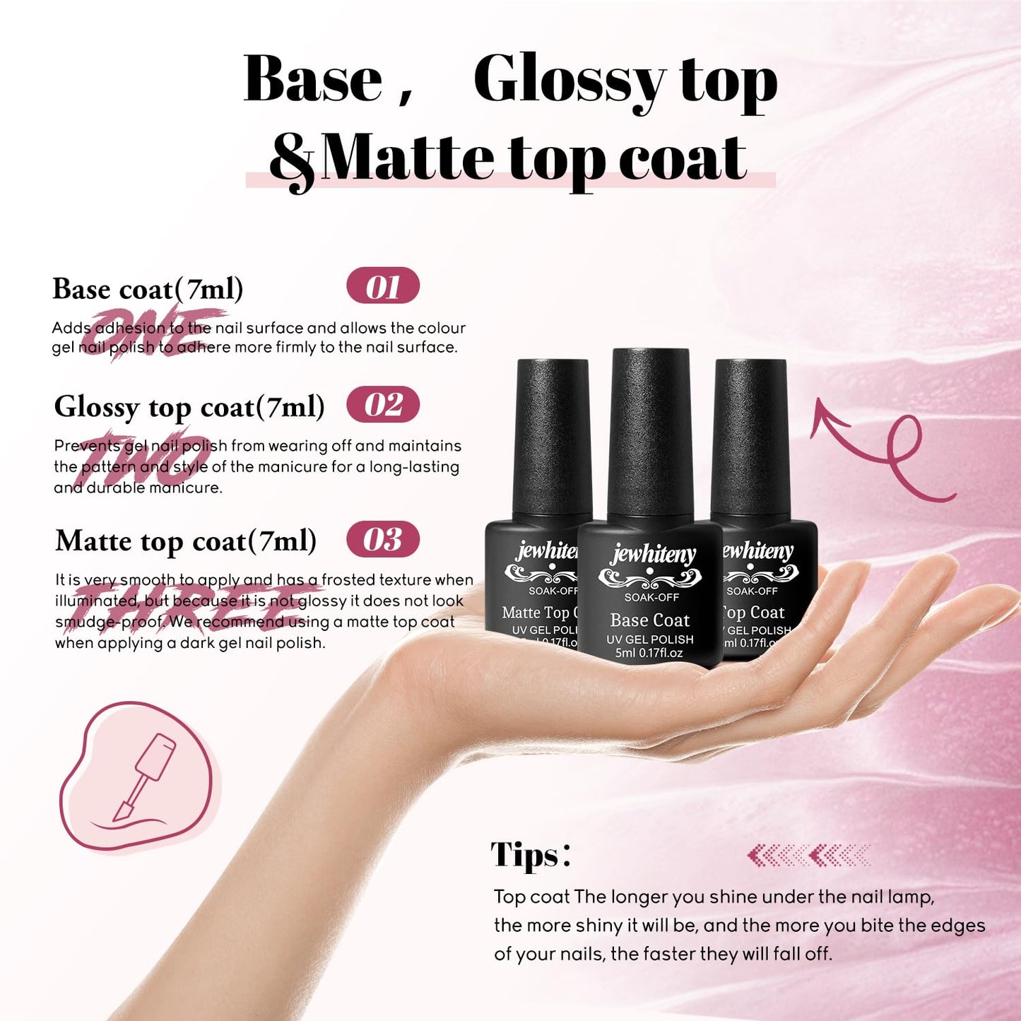 JEWHITENY 45PCS Gel Nail Polish Kit with U V Light LED Nail Lamp 40 Colors Set Manicure Nail Gel Kit