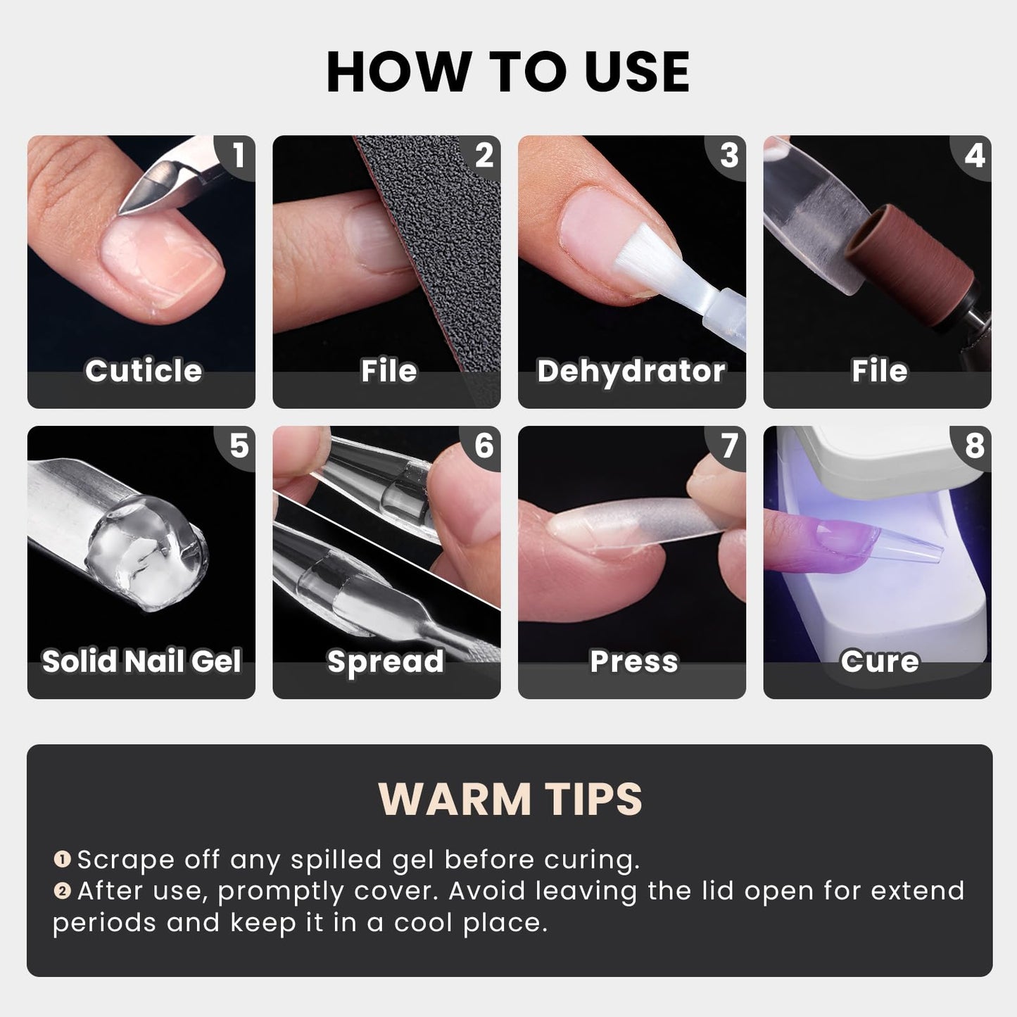 BTArtboxnails XCOATTIPS Solid Nail Glue Gel - 30g Gap-Filled Gel Nail Glue for Nail Tips Press on Nails, Upgrade Cure Needed UV Nail Gel for Acrylic Fake Nail