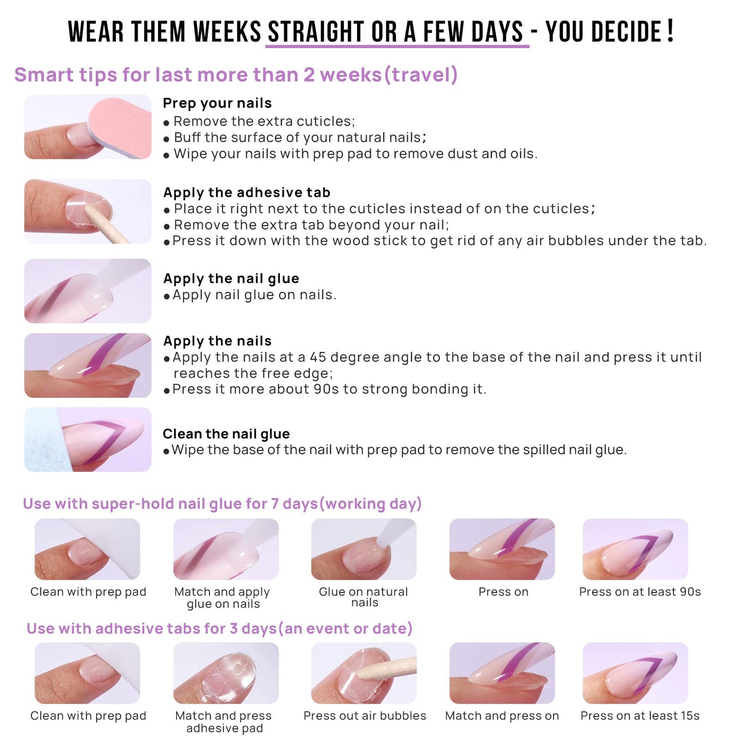 BTArtbox Square Ombre Press On Nails -Soft Gel Press On Nails Short with Nail Glue, 16 Sizes - 32 Reusable Fake Nails Kit, Vanilla Cream
