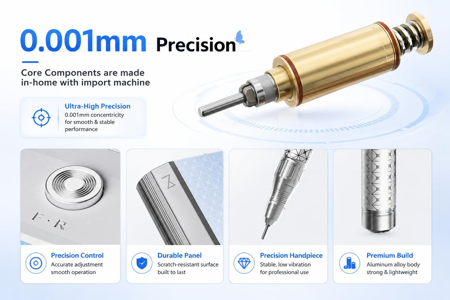 M Pro Spin Nail Drill 60W Brushless Motor 35,000 RPM, Cordless Rechargeable Electric Nail File, Professional E File Machine for Acrylic Gel Nails, Low Noise Portable Salon Use ā White