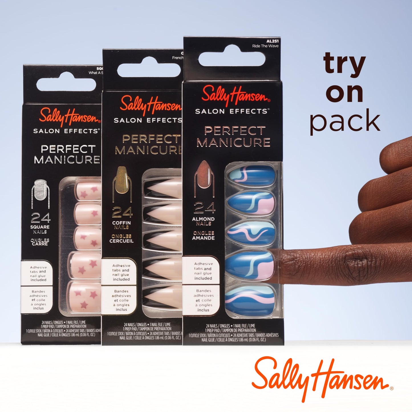 Sally Hansen Salon Effects Perfect Manicure Press-On Nails | Easy to Apply, Non-Damaging | 24 Nails, Adhesive Tabs, File & Alcohol Pad Included | Covered in Candy (Pack of 2)