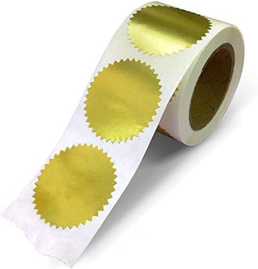 NextDayLabels Gold Seals for Certificates, Gold Metallic Embossing Stickers with Serrated Edge for Certificates, Packaging and Envelopes - 2 Inch Round, 250 Stickers Per Roll - Made in The USA