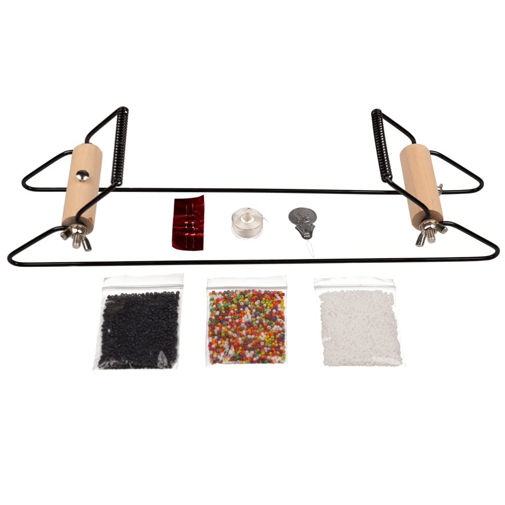 Beadsmith Metal Bead Loom Kit | Includes Thread, Needles, 18-Gram Glass Beads, & Wire Loop Needle Threader | Bracelets, Necklaces, Belts, & More!