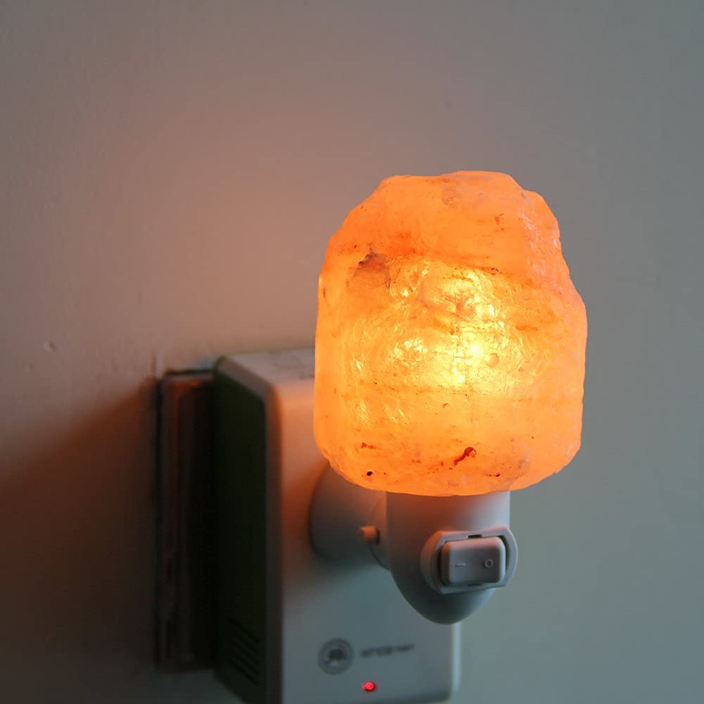 pursalt 2 Pack Himalayan Natural Salt Lamp Night Light Plug in, Certificated 360 Degree Rotatable Wall Plug with Extra 4 Replacement Bulbs for Bathroom Bedroom, Pink Crystal Rock Salt Hand Crafted