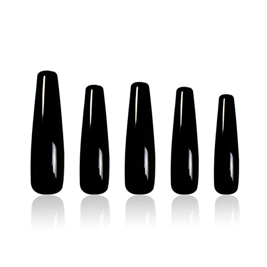 LOVFUL Press on Nails Red Sole Black Red | Handmade with Full Covered Crystals | Reusable Full Cover Nails | Coffin Mid length 1.7 in | H22-S