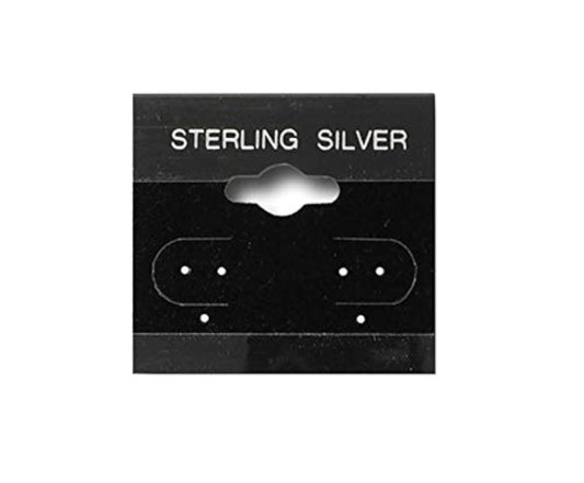 N'icePackaging - 100 Qty Sterling Silver Imprinted in Silver Foil Black 1 1/2" x 1 1/2" Hanging Earring Cards - for Displays Hooks or Slatwalls - Merchandise & Sales - Clip/Wire/Post Earrings