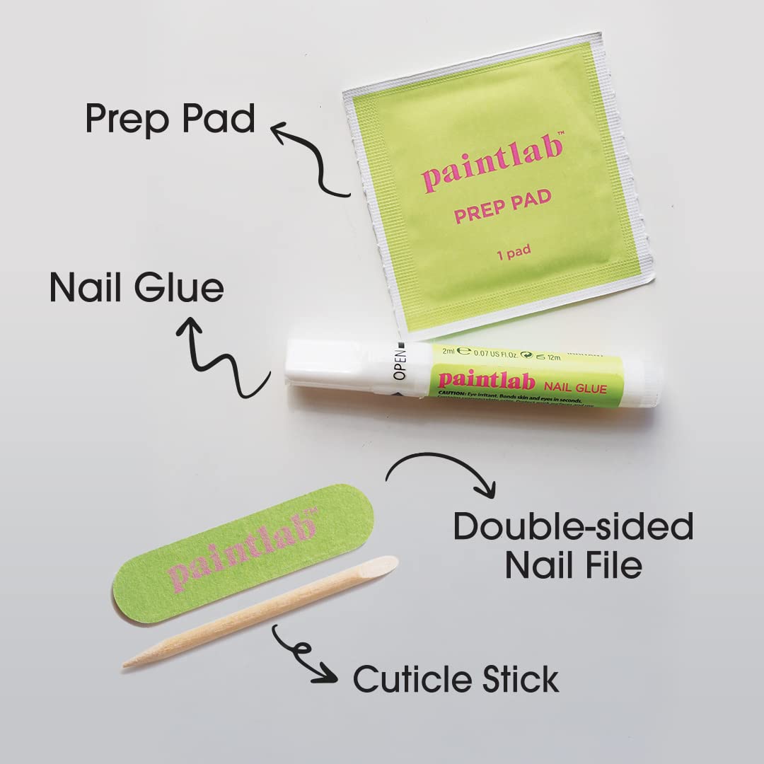 PaintLab Press On Nails - Holy Guacamole Green Almond Fake Nails, 24 Nails in 12 Sizes with Glue, Reusable Salon Quality Press On Nails