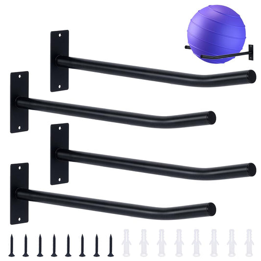 UNICRAFTALE 4Pcs 2 Sets Wall Mount Exercise Ball Holder Black Iron Yoga Ball Holder Metal Yoga Balls Stand Holders Stability Balls Holders Garage Ladder Wall Mount for Home Gym Studio