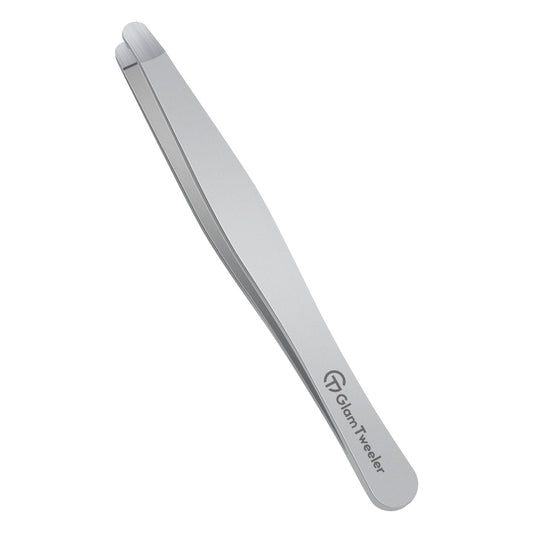 Premium Hand-Made Tweezers with Safe Rounded Tip & Comfort Spring for Pain-Free Plucking, Thick Stainless Steel for Precise Grip on Eyebrows & Facial Hair, Designed for Women and Men
