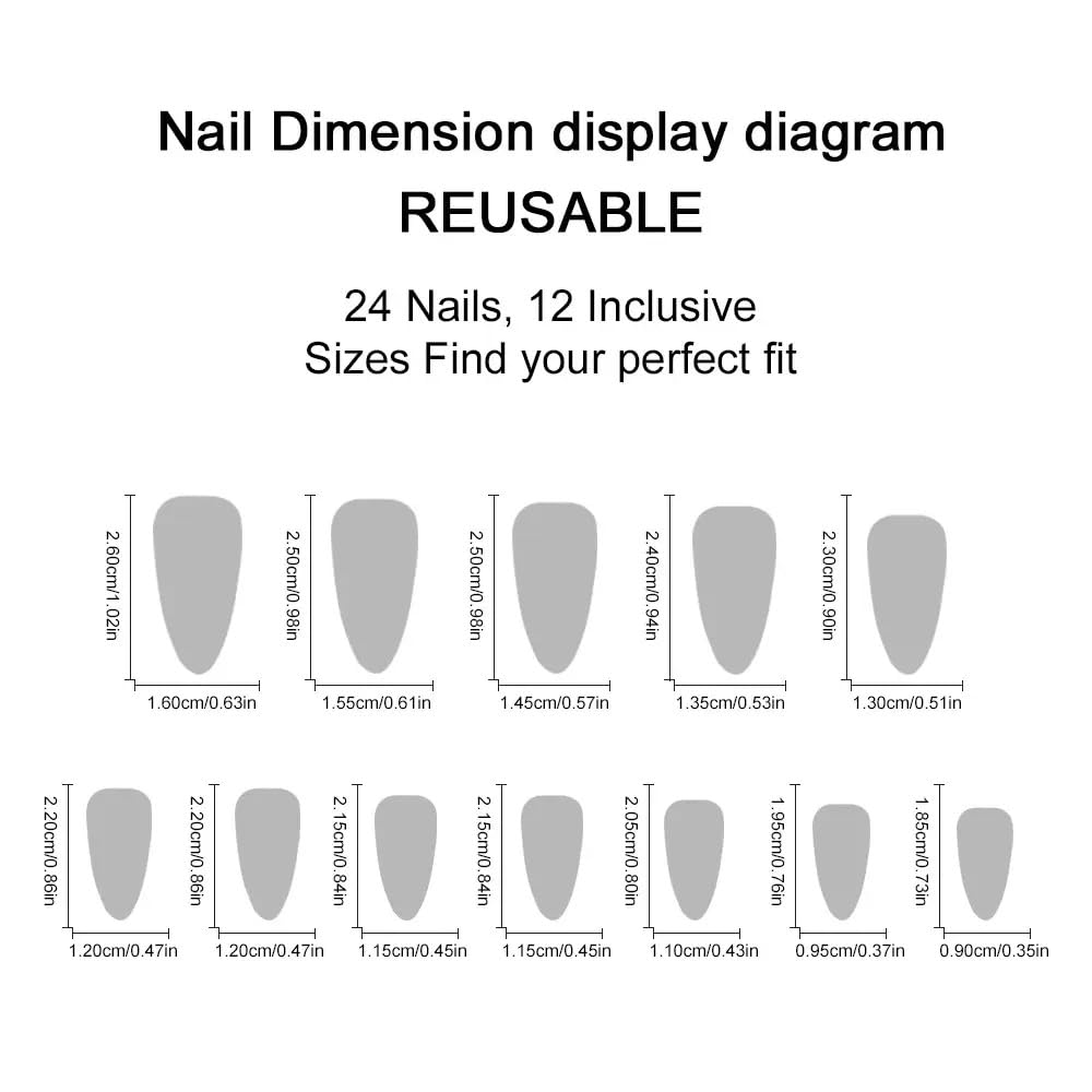 CTTHNBD Press on Nails Red - Medium Almond Fake Nails with Heart Design - Glossy Glitter Stick on False Nails - for Women 24 Pcs