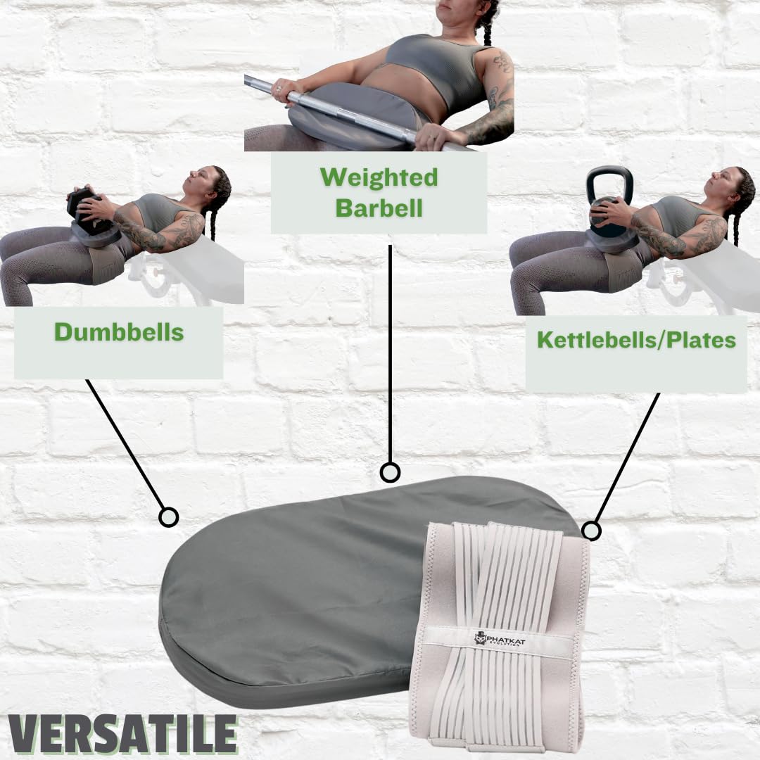 PhatKat Evolution Hip Thrust Pad Women Thick Protection | Booty Glute Workout | Barbell Dumbbell Kettlebells | Sciatic Lower Back | Hip Thrusts Non-Slip | Lightweight Portable