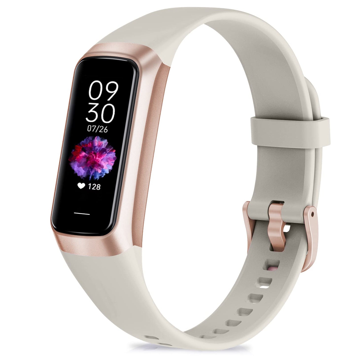 Zeacool Fitness Tracker with 24/7 Heart Rate, Blood Oxygen Blood Pressure Sleep Monitor, Activity Trackers 5 ATM Waterproof,Step Calorie Counter Pedometer Health Smart Watch for Women Men Beige