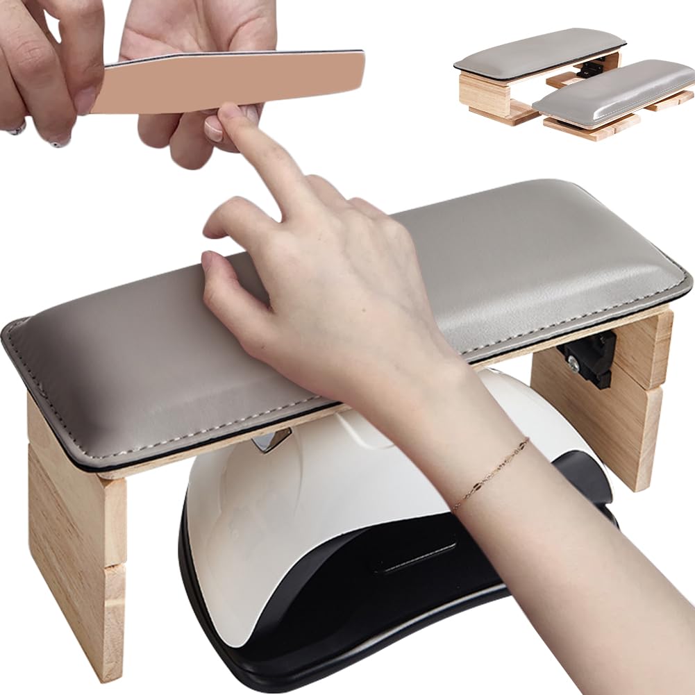 WAYUTO Folding Nail Arm Rest Nail Art Hand Pillow Nail Tech Arm Rest Pillow Nail Manicure Hand Rest Nail Polish Hand Cushion for Women Girls Gray