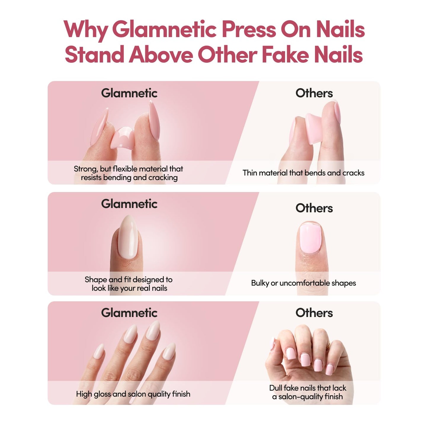 Glamnetic Press On Nails - Brown Medium Coffin Fake Nails with a Velvet Finish | Salon Quality Vacation Nails | Espresso Glow |15 Sizes - 30 Nail Kit with Glue