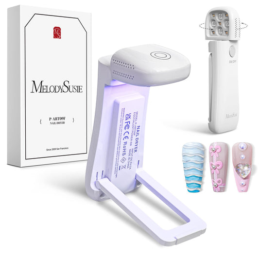 MelodySusie Cordless UV Nail Lamp with Fold-Out Stand,P-Art09F Foldable UV Light with 2-in-1 Lighting & Curing Function, Rechargeable, Flash Cures All Soft Gels Especially Half-Cured, Base & Top Coat