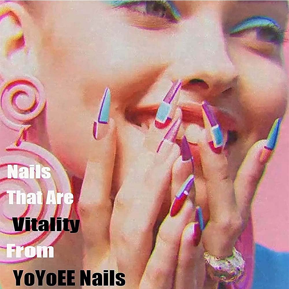 YoYoee Diamond Inlaid Manicure Press on Nails Leopard print Fake Nails Long Coffin False Nails Acrylics Full Cover Tips for Women and Girls 24PCS