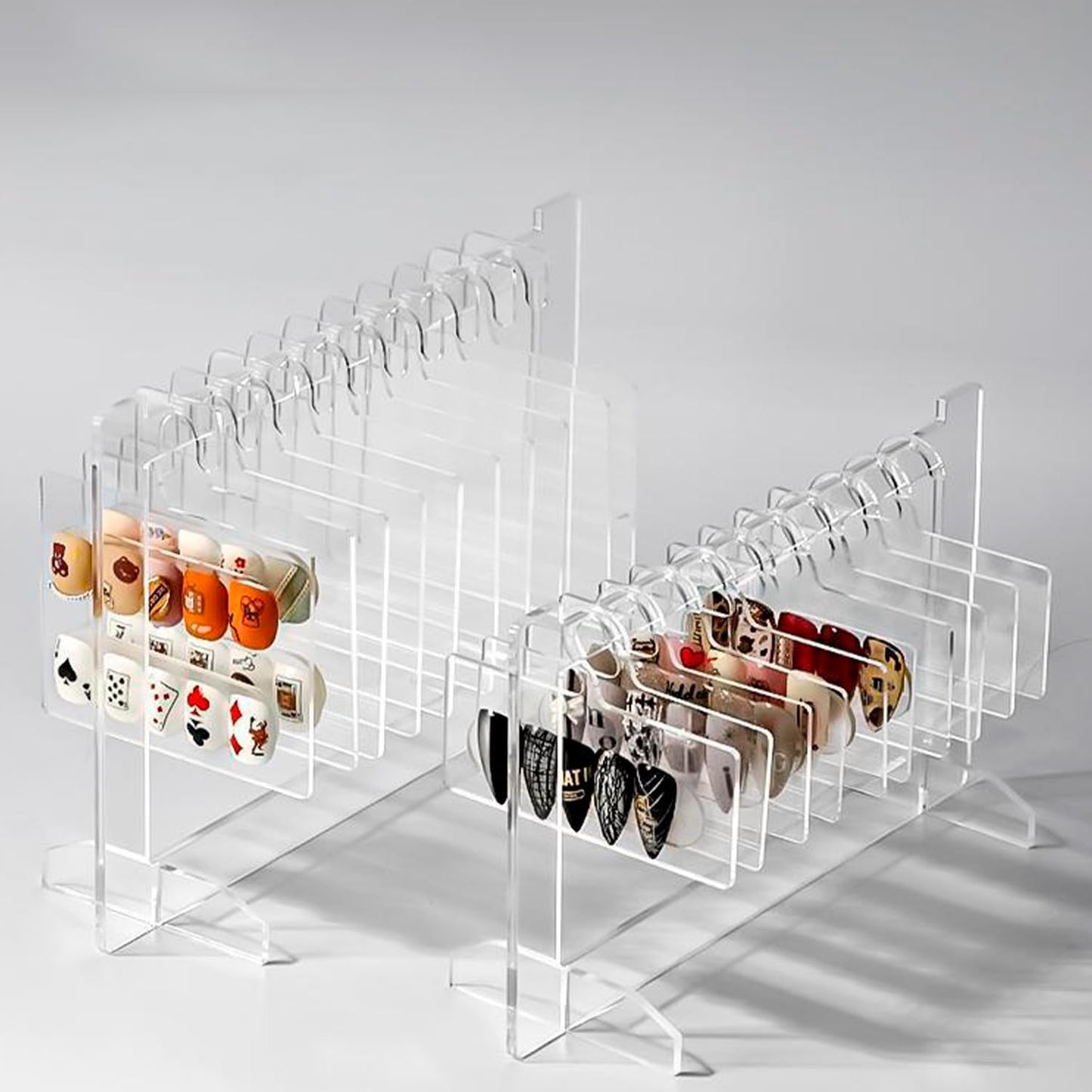 Hapivida Nail Art Display, Acrylic Hanging Transparent Nail Hanger Display Board Nail Sample Organizer Stand with 10pcs Hanger