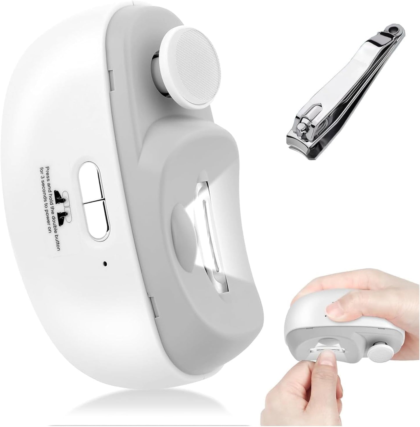 Electric Nail Clippers,2026 New 3-in-1 with LED Light & Polishing 2 Adjustable Speeds for Nail Trimmer for Suitable for Adults, Seniors and Baby