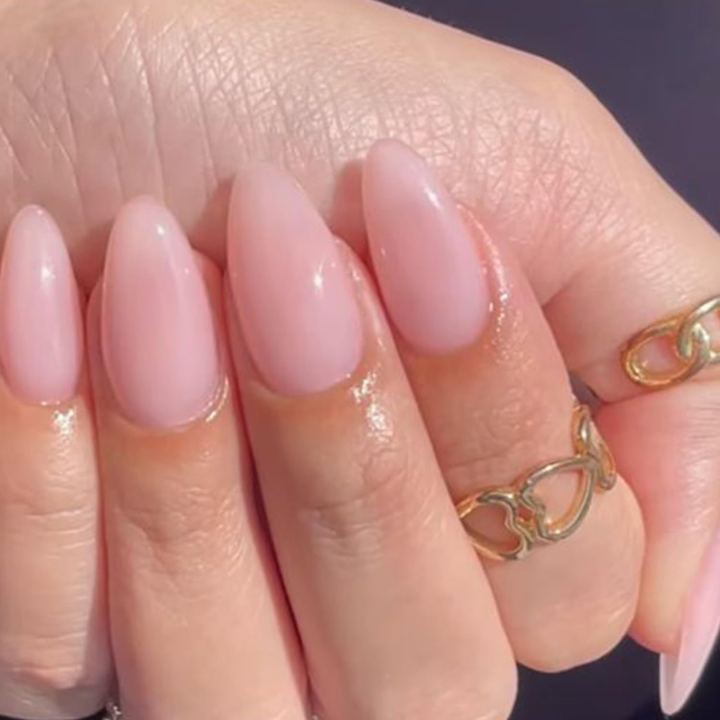 GLAMERMAID Nude Pink Press On Nails Short Almond, Handmade Jelly Soft Gel Nails Round Oval Fake Nails, Translucence Milk White Gel Nails Short Oval Natural Pure Medium Stiletto Stick Glue on Nails