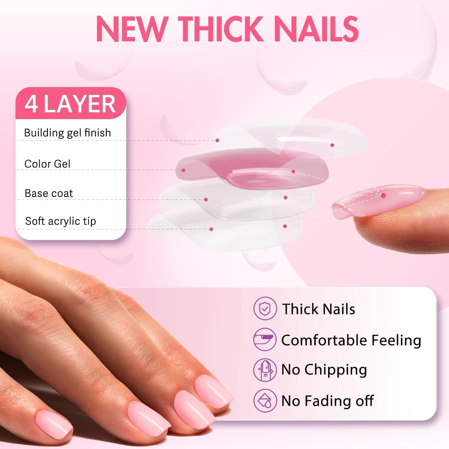 Glossy Black Press On Nails Short Square, Natural Gel Nails Glue on Fall Colors 2025 Trendy Acrylic Nails Press ons Featured Protective Coat Thick Reusable Fake Nails 24Pcs Short Coffin Nails