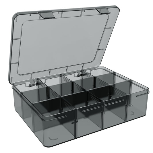 SRNYJAO Plastic Organizer Box, 12 Grids Clear Bead Organizer Compartment Box with Removable Dividers for Tackle box,Parts, Earring Container Tool Fishing Hook Hair Accessories,8.8" L x 6.7" W x 2" H