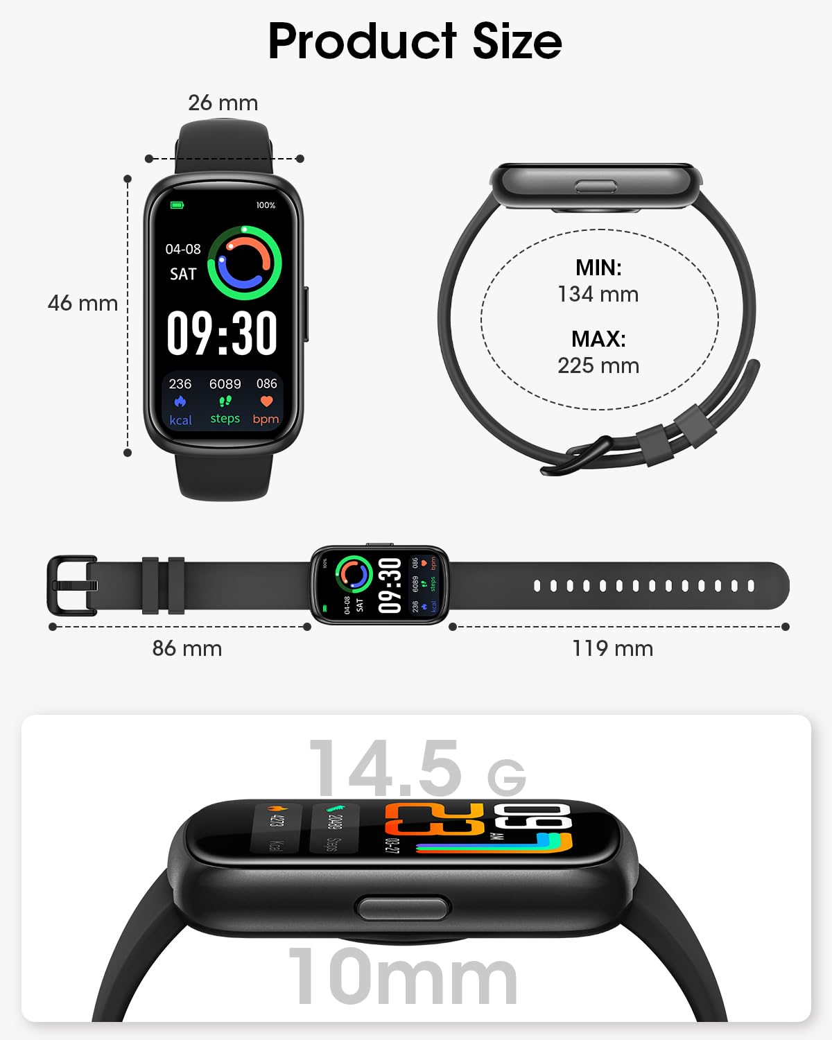 Health Fitness Tracker for Men Women: Smart Watch with 24H Heart Rate Monitor Blood Oxygen Sleep Tracker Calorie Step Counter 5ATM Waterproof Fitness Activity Trackers Compatible with iPhone Android