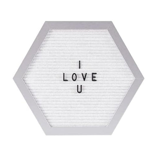 Melannco Felt Letter Board, Hexagonal, with Letters & Numbers, for Announcements, White & Silver