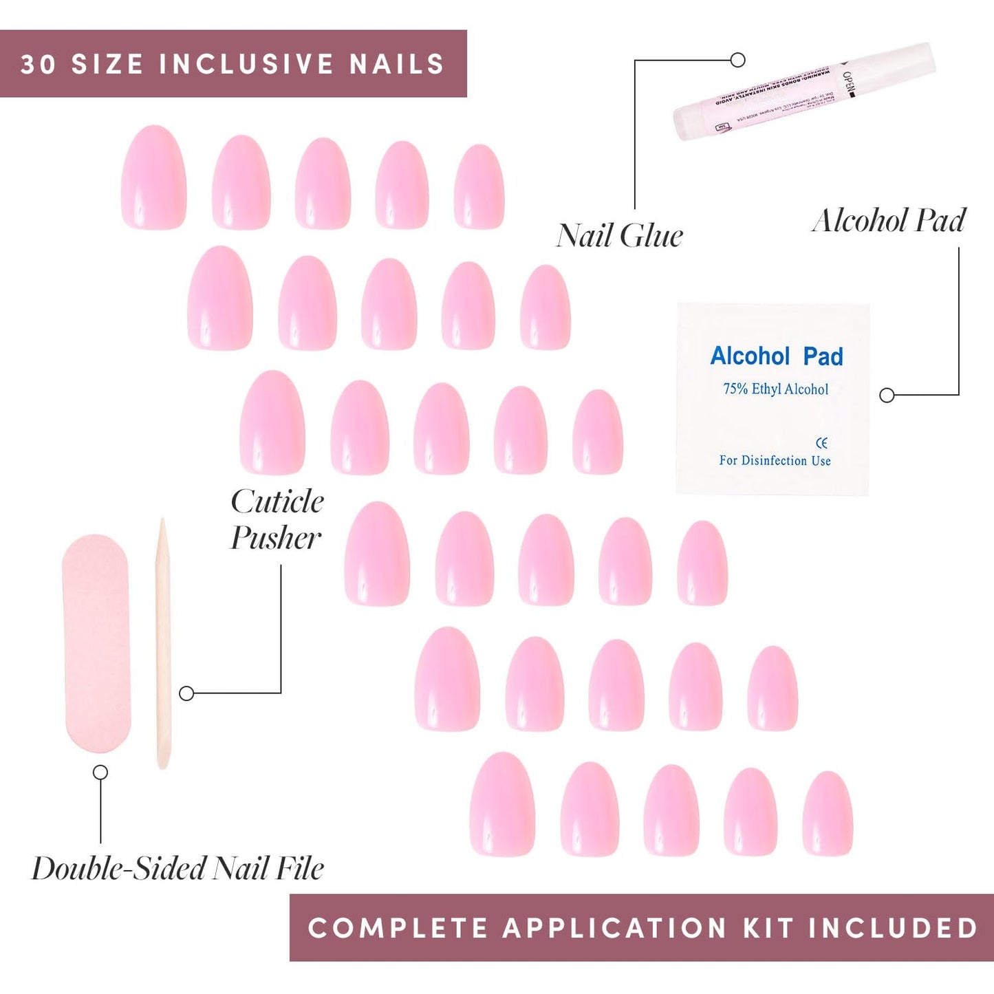 Glamnetic Press-On Nails Bundle - Azure Blue, Hailey & Fairy Dust | Bright Blue Round Fake Nails | Glazed Almond False Nails | Short Oval Beige-Pink Nails with a Metallic Finish
