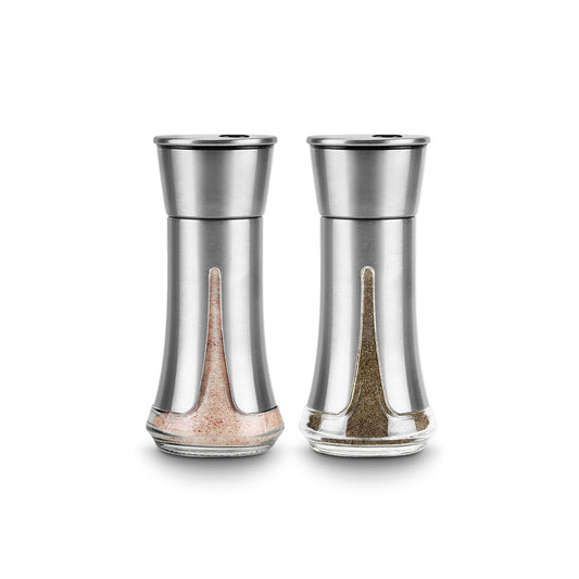 Salt and Pepper Shakers by Aelga - Salt Shaker with Adjustable Pour Holes for Himalayan, Kosher