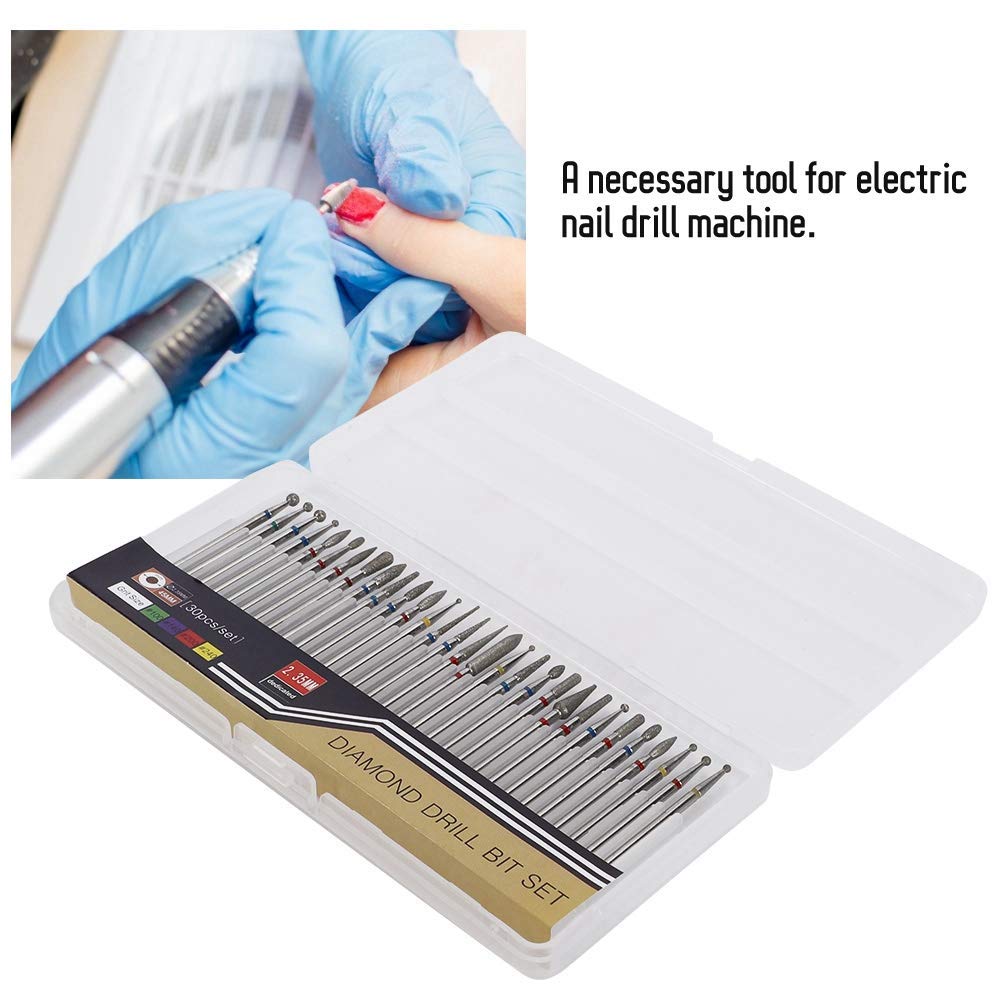 Russian Manicure Drill Bits, 30Pcs/Set Grinding Head Burr Set, Drill Bits Manicure Pedicure Tools Polishing Buffing for Polishing Buffing Bits[A]