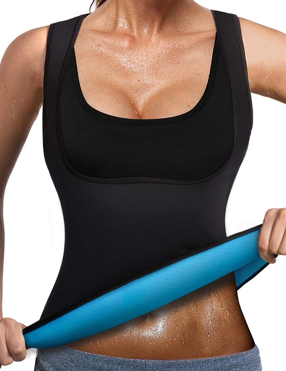 NonEcho Women Neoprene Sweat Vest for Women Sauna Suit Hot Sweat Waist Trainer Vest Slimming Body Shaper Black