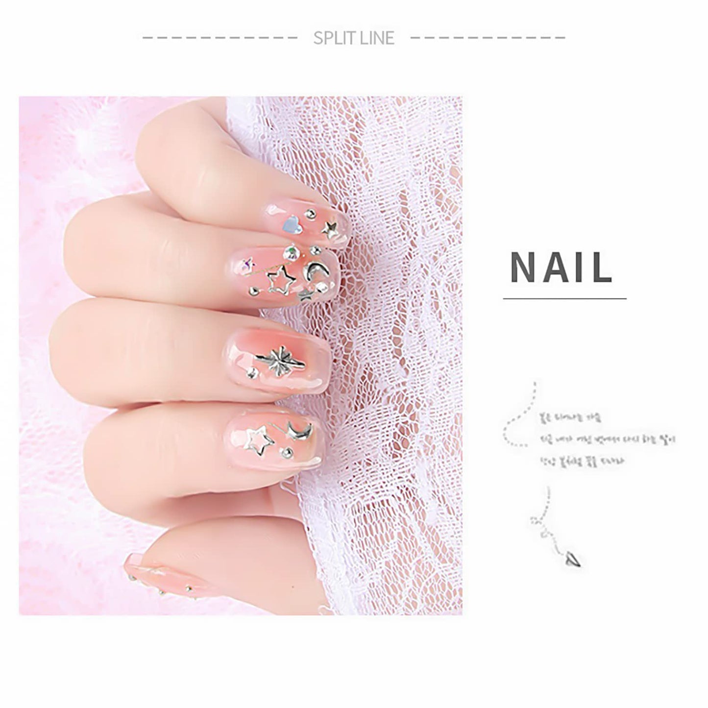 DANNEASY 3D Nail Charms Nail Jewels Silver Nail Art Charms Charms for Nails Metal Nail Studs Nail Jewelry for Acrylic Nails DIY Craft Nail Decoration (6 Boxes)