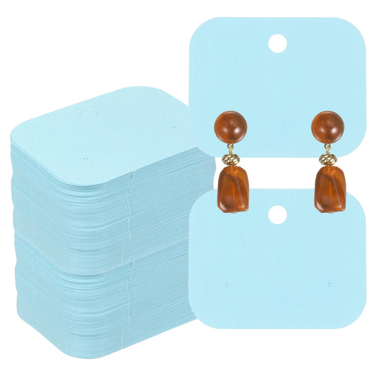 PATIKIL 400Pcs Earring Display Cards, 1.6"x2" Kraft Paper Stud Earring Holder Card, Blank Hanging Tag 2 Holes for Ear Stud Small Jewelry Selling Packaging Supply, Light Blue