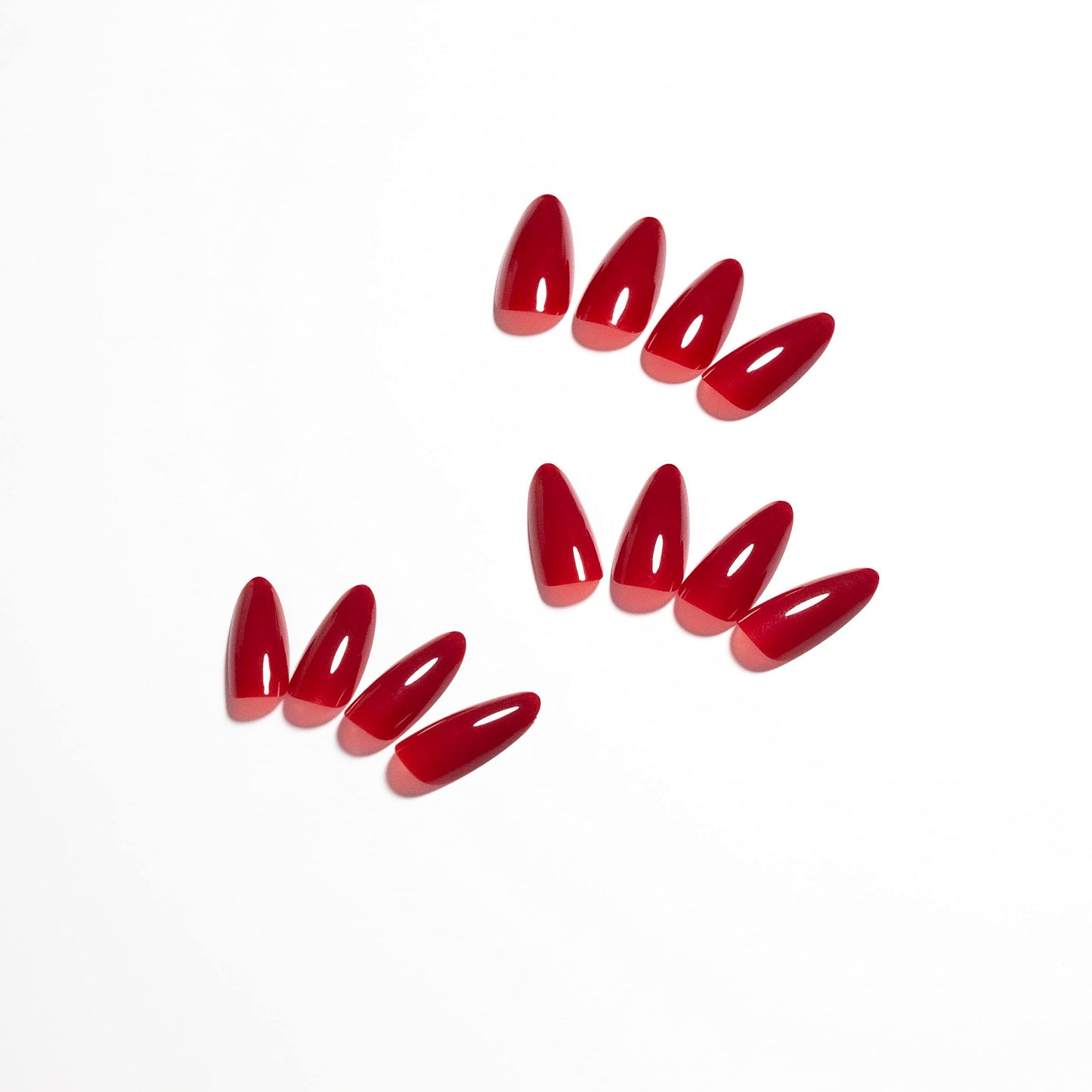 KQueenest Red Press on Nails Medium Almond&Burgundy Press on Nails Short Square For Beach Party Daily Decoration in 48 PCS