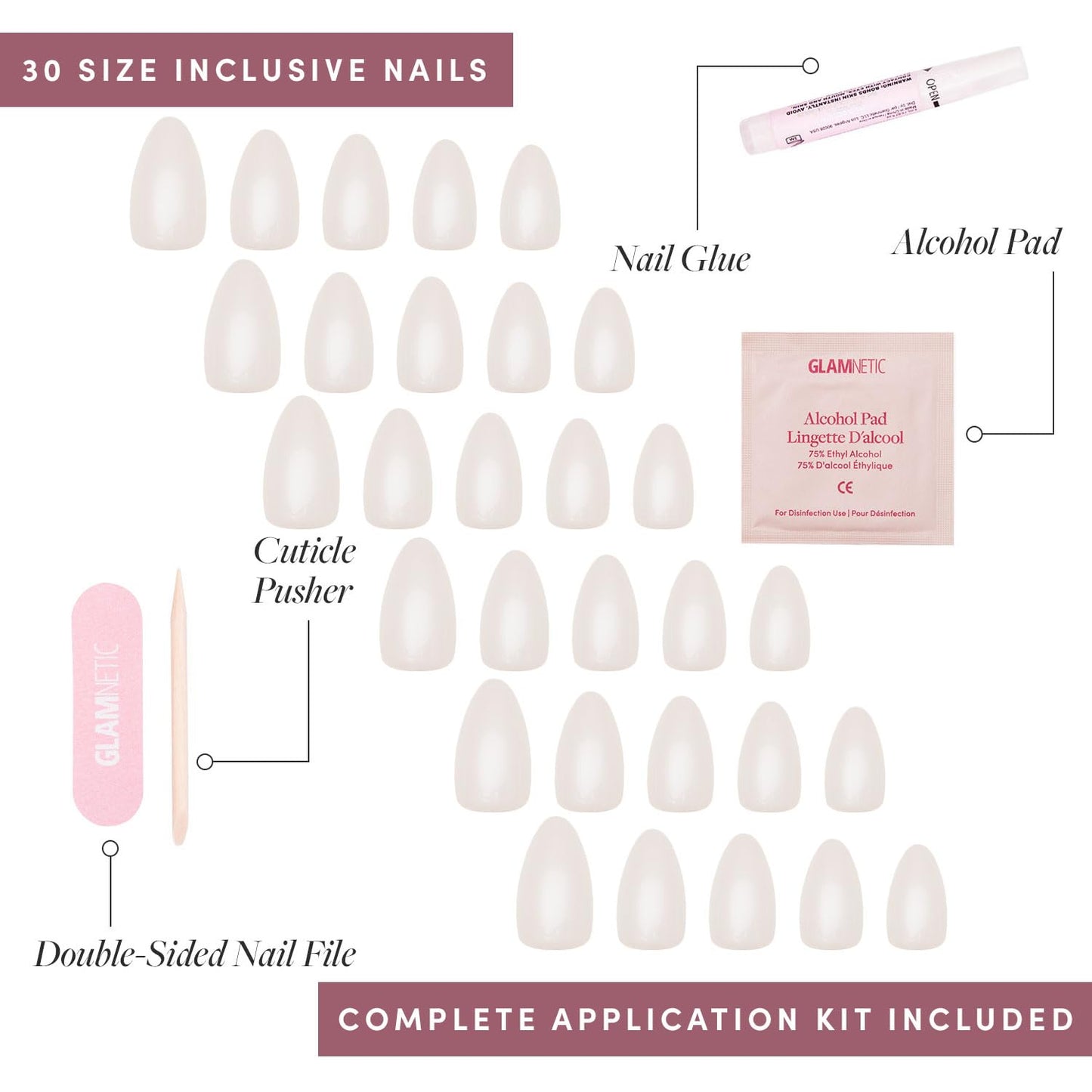 Glamnetic Press-On Nails Bundle - Honeymoon & Hailey | Short Almond Nude Fake Nails with 3D Nail Art | Glazed Short Almond False Nails | Reusable, Salon-Quality Nail Kits