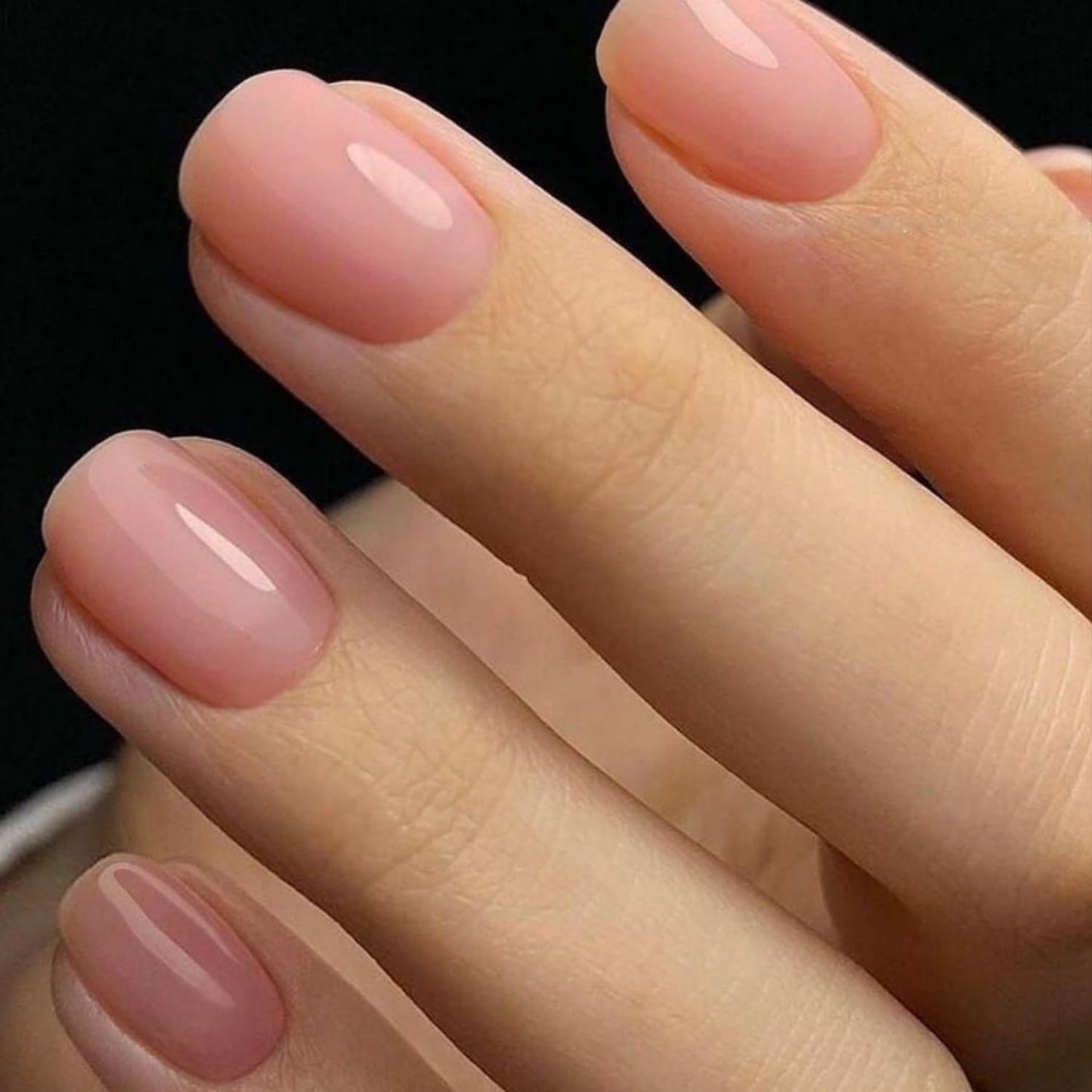 GLAMERMAID Press On Nails Extra Short Square, Jelly Soft Gel Fake Nails Round Squoval, Natural Nude Pink False Nails Tip, Pure Black Fake Nails Short Squoval, Natural Round Square Glue on Nails Glossy