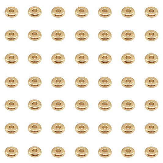 INSPIRELLE 100pcs Heishi Beads 6mm Long-Lasting Disc Brass Rondelle Spacer Beads Pale Gold Plated Flat Round Shape Jewelry Metal Spacers for Bracelet Necklace Jewelry Making