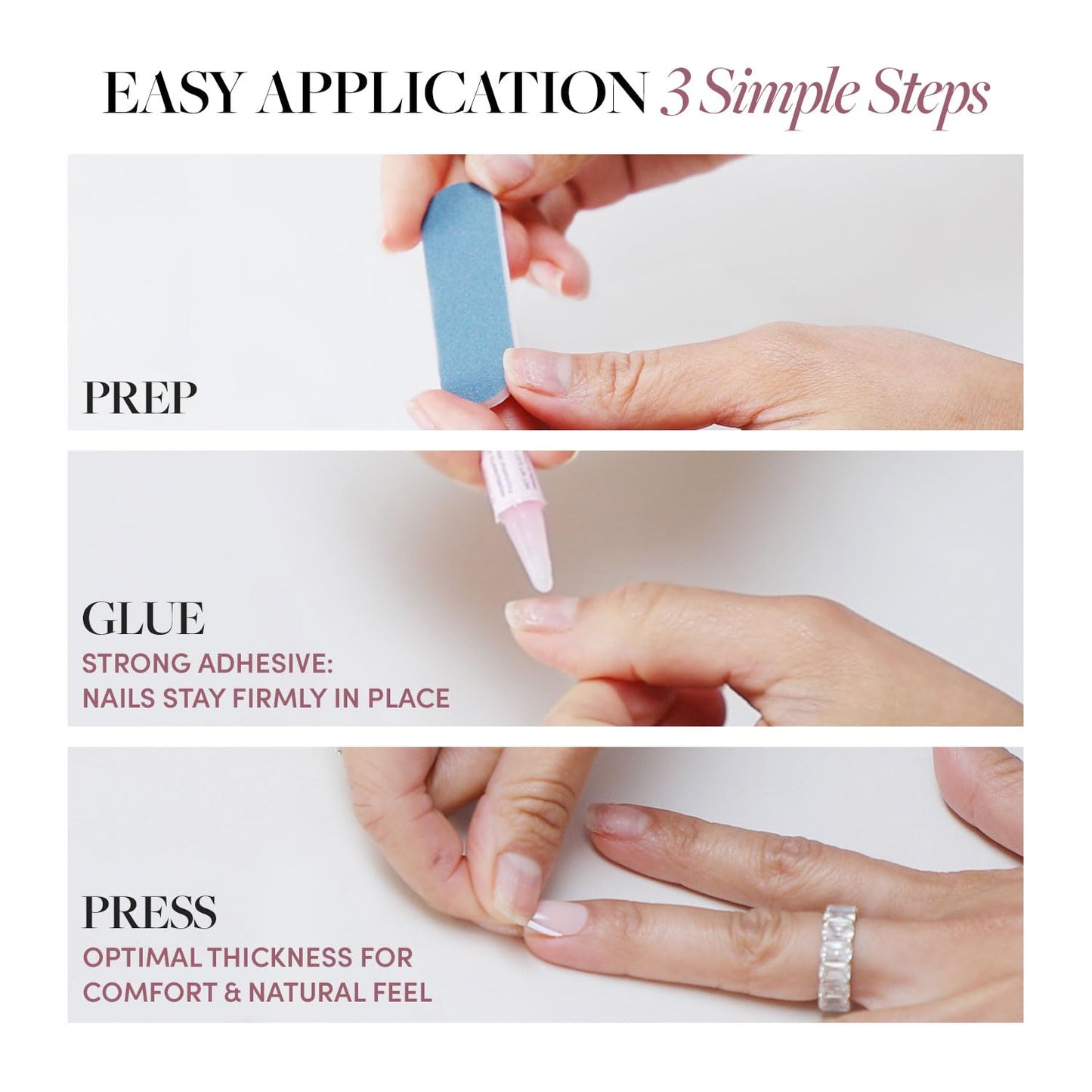 Glamnetic Press-On Nails & Adhesive Nail Tabs - Boba | Opaque Black Short Almond Nails, Reusable | 12 Sizes - 24 Nail Kit with Adhesive Tabs
