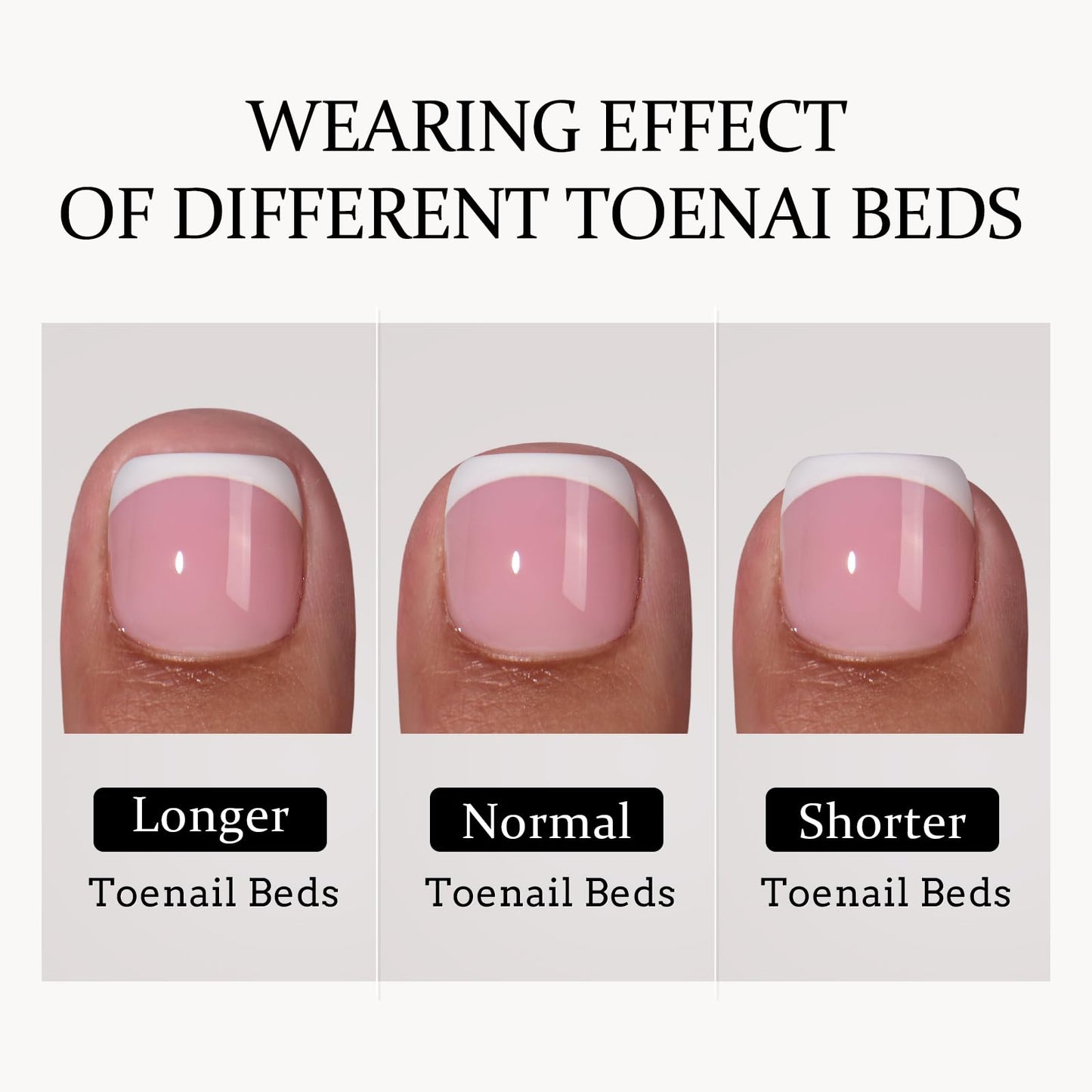 BTArtbox French Tip Press on Nails Toenails Short - Champ & White French