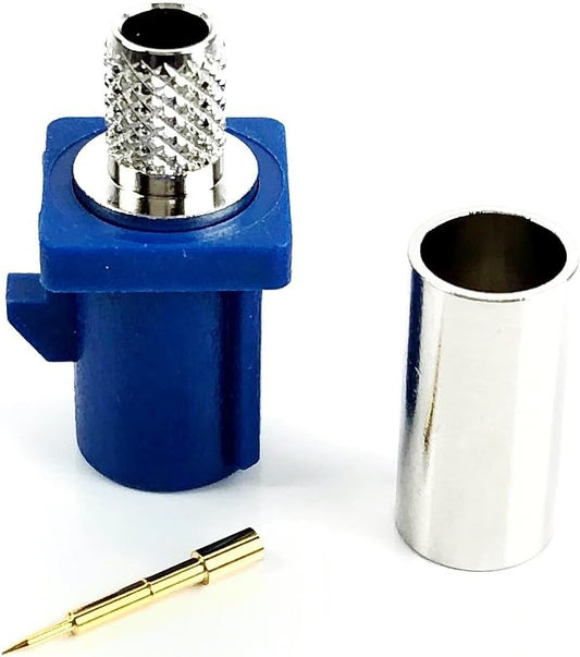 RG58 2pcs Automotive FAKRA Straight Plug Crimp Key Code C Blue GPS Telematics Navigation