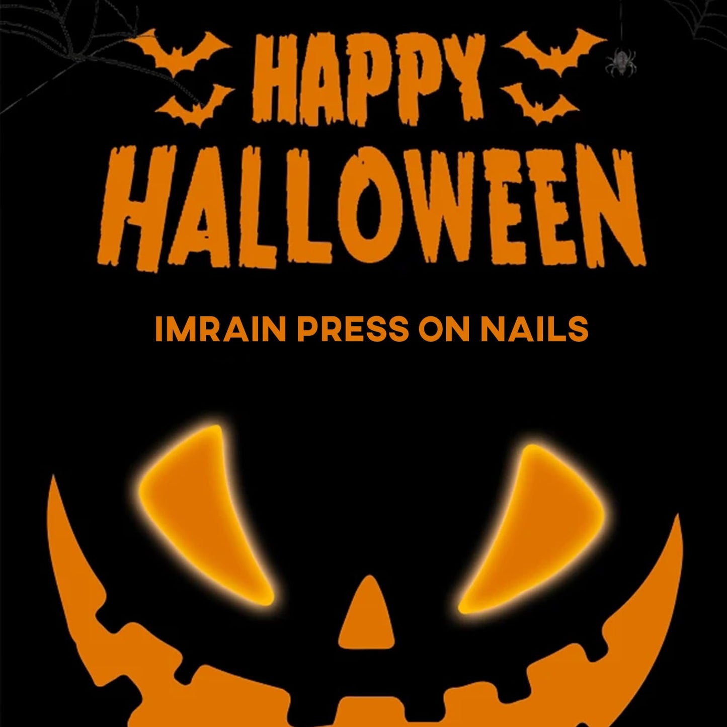 IMRAIN Pumpkins Press on Nails Long Square Fake Nails French Nail Tips Full Cover Cute Orange Yellow Ombre Glue on Nails Glossy Acrylic False Nails