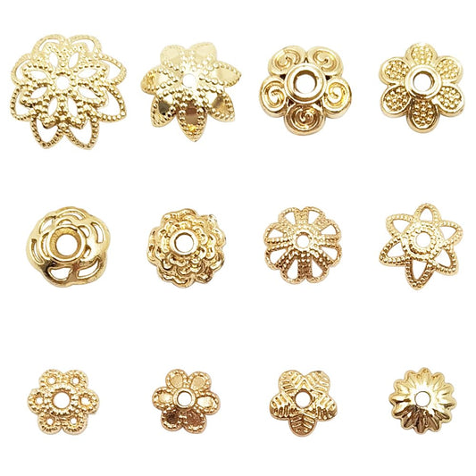 INSPIRELLE 120pcs Bead Caps Gold Plated Long-Lasting Metal Filigree Flower Cup Shape Bead for Jewelry Bracelet Necklace Making