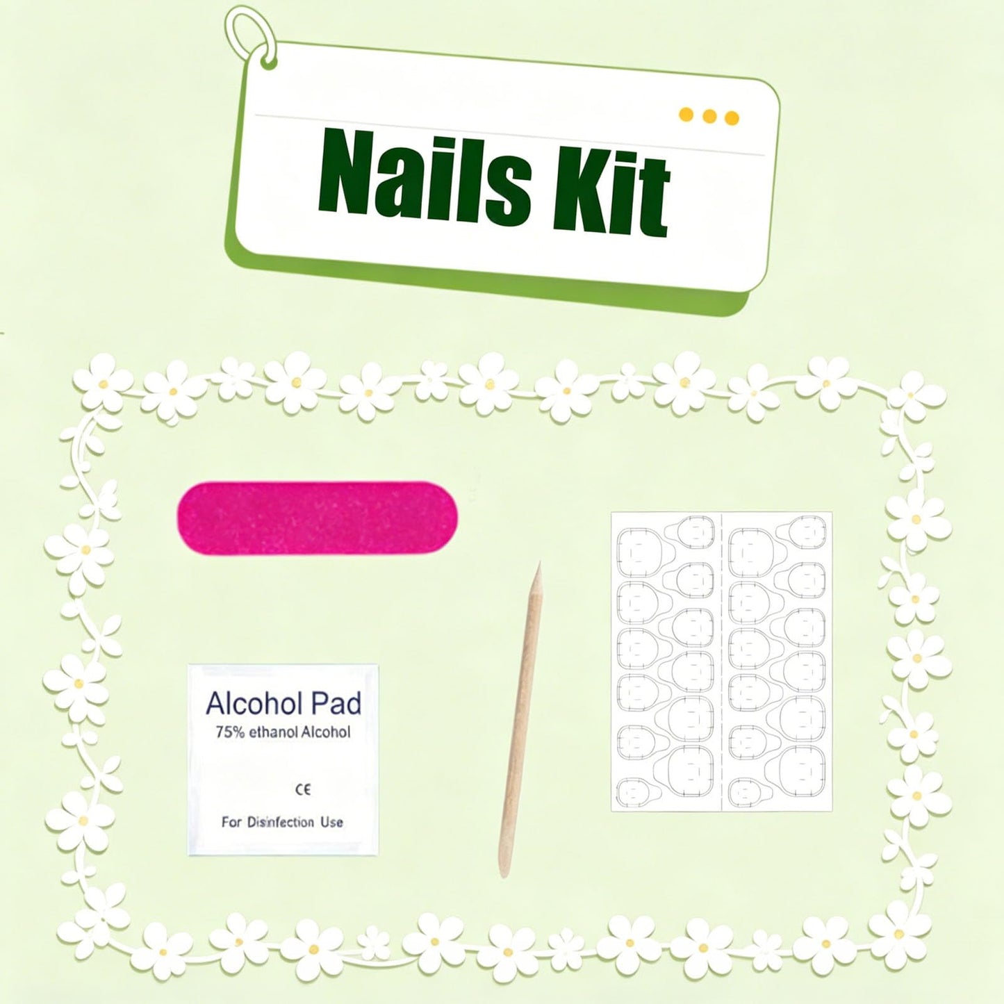 French Tip Press on Nails Short Square Fake Nails Pink Full Cover False Nail Press ons White & Leopard Print Glue on Nail with Flower Designs Glossy Artificial Acrylic Manicure Set for Women 24Pcs